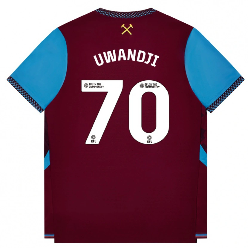 Danxen Niño Camiseta Blaise Uwandji #70 Borgoña Azulaciano 1ª Equipación 2026/27 La Camisa México