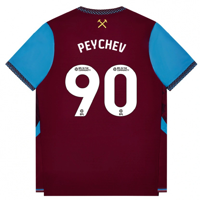 Danxen Niño Camiseta Martin Peychev #90 Borgoña Azulaciano 1ª Equipación 2026/27 La Camisa México