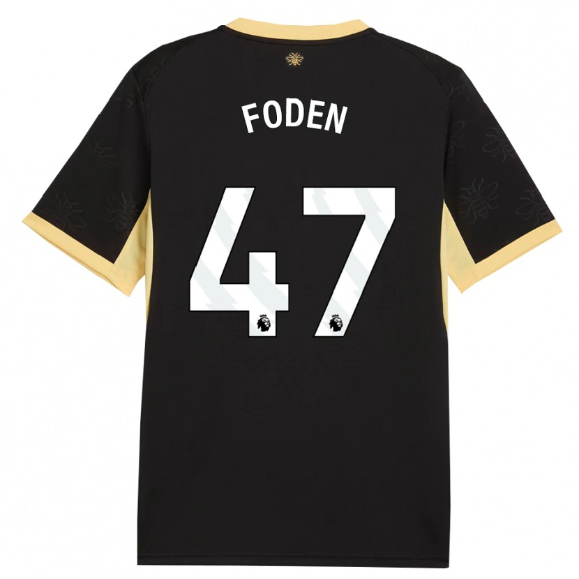 Danxen Niño Camiseta Phil Foden #47 Negro Amarillo 2ª Equipación 2026/27 La Camisa México