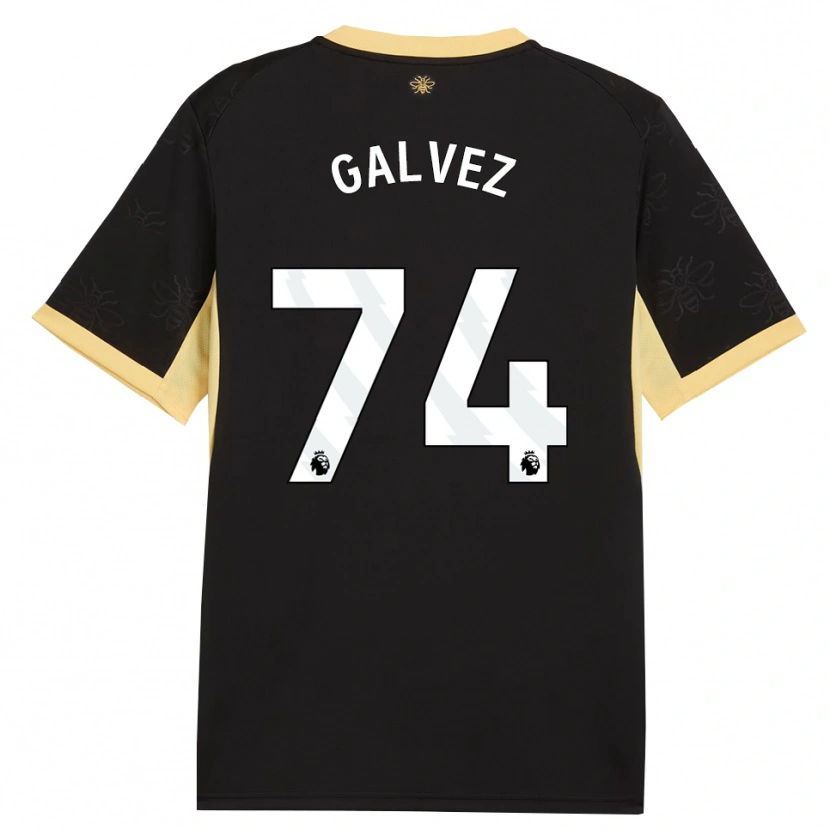 Danxen Niño Camiseta Tomas Galvez #74 Negro Amarillo 2ª Equipación 2026/27 La Camisa México
