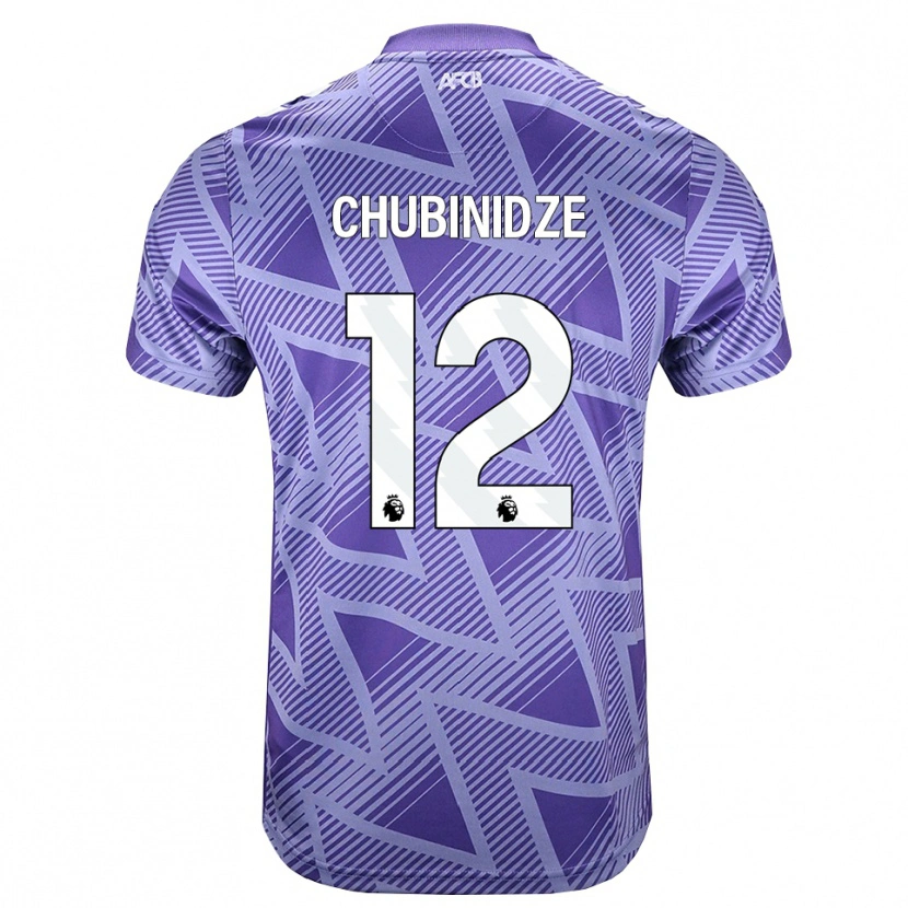 Danxen Niño Camiseta George Chubinidze #12 Rojovioletapálido Blanco 2ª Equipación 2026/27 La Camisa México