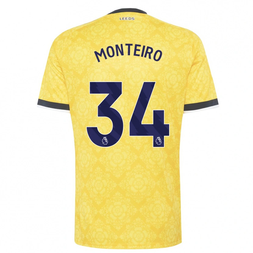 Danxen Niño Camiseta Diogo Monteiro #34 Amarillo Blanco Negro 2ª Equipación 2026/27 La Camisa México