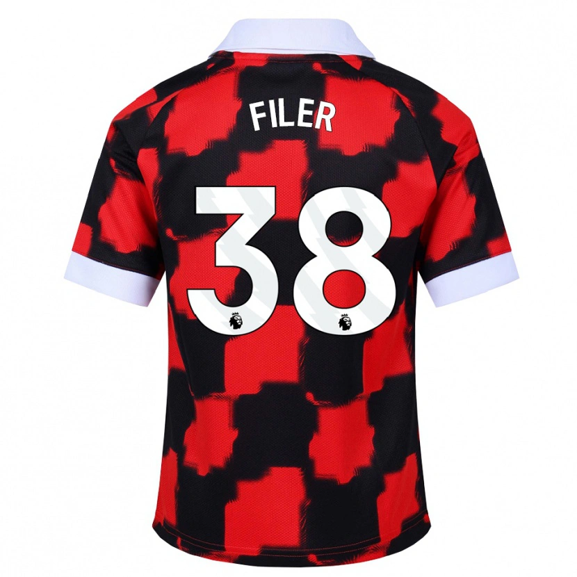 Danxen Niño Camiseta Maddie Filer #38 Rojo Blanco Negro 2ª Equipación 2026/27 La Camisa México