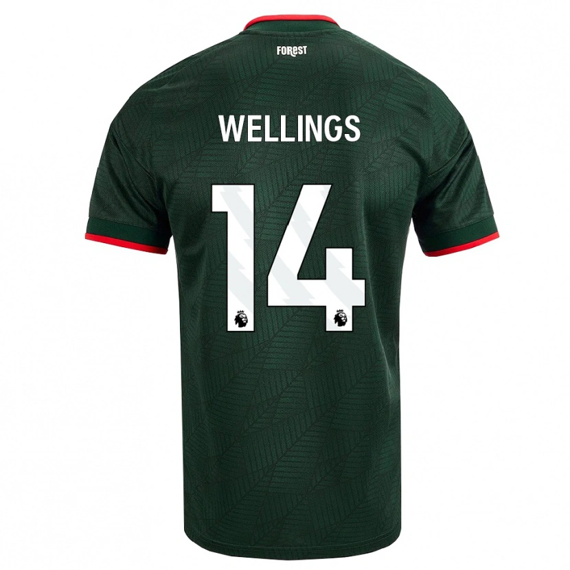 Danxen Niño Camiseta Charlie Wellings #14 Verdeoscuro Rojo 2ª Equipación 2026/27 La Camisa México