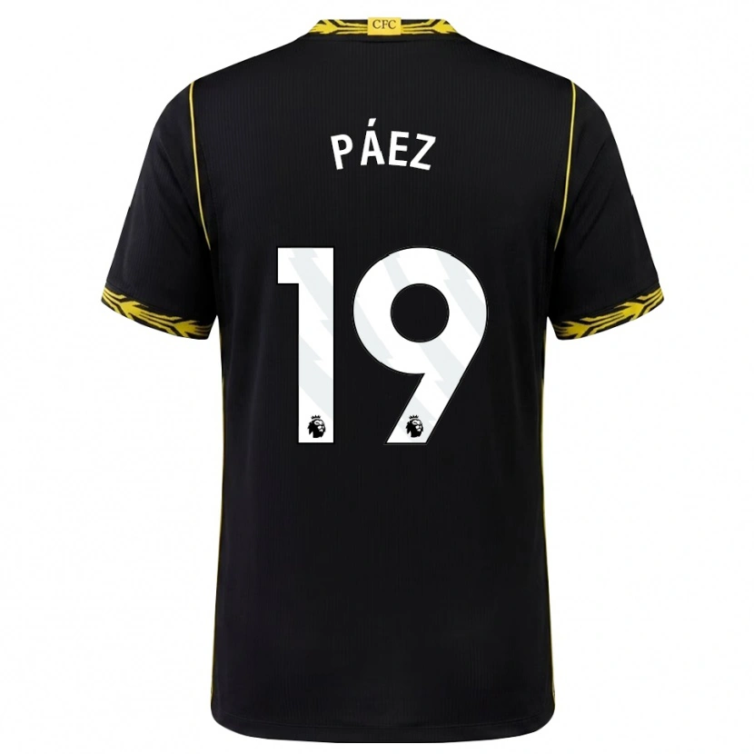 Danxen Hombre Camiseta Kendry Páez #19 Negro Amarillo 2ª Equipación 2026/27 La Camisa México