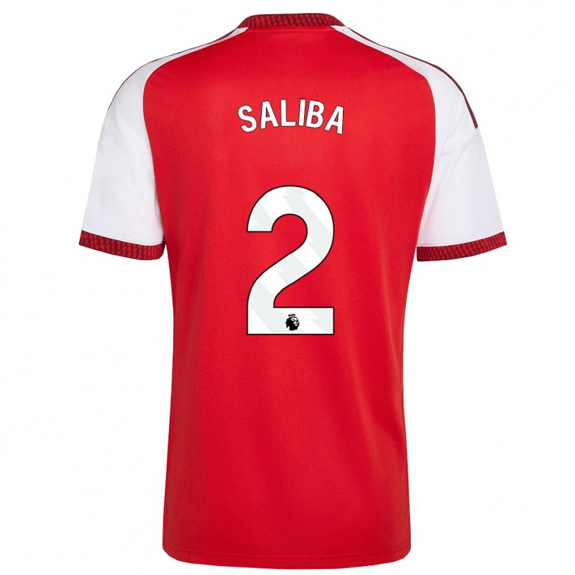 Danxen Hombre Camiseta William Saliba #2 Rojo Blanco Negro 1ª Equipación 2026/27 La Camisa México