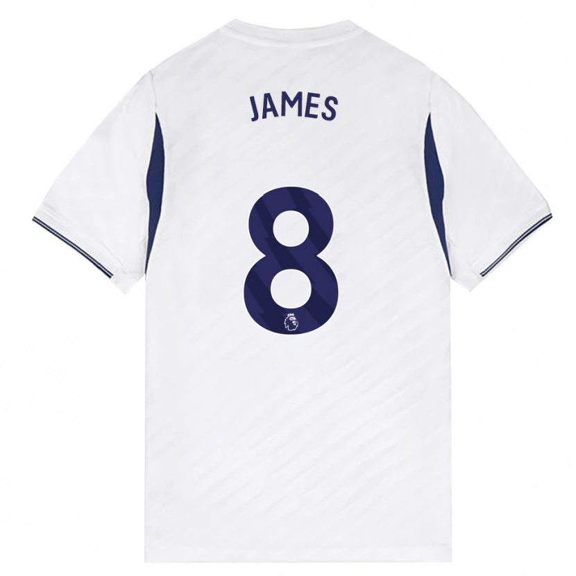 Danxen Hombre Camiseta Angharad James #8 Blanco Rojo Púrpura 1ª Equipación 2026/27 La Camisa México