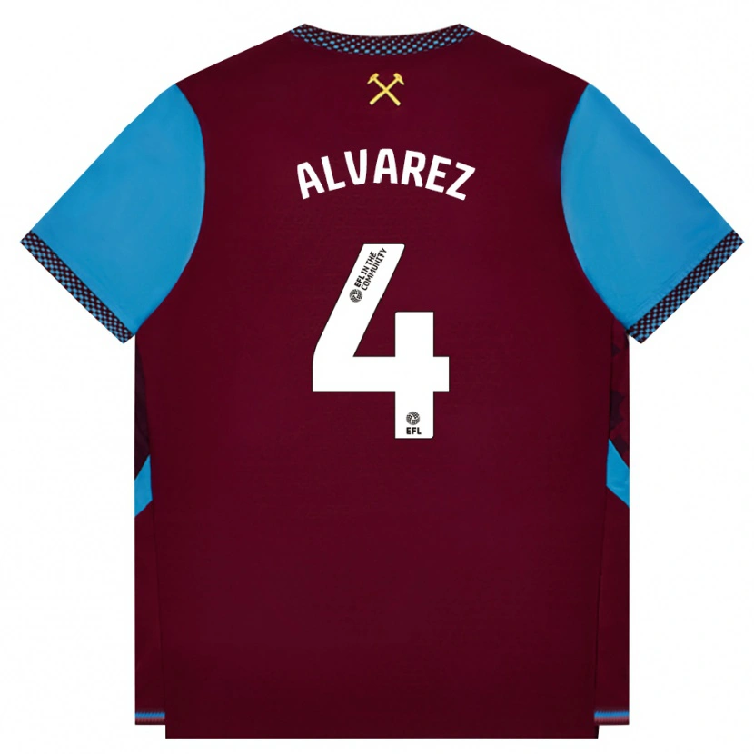 Danxen Hombre Camiseta Edson Álvarez #4 Borgoña Azulaciano 1ª Equipación 2026/27 La Camisa México