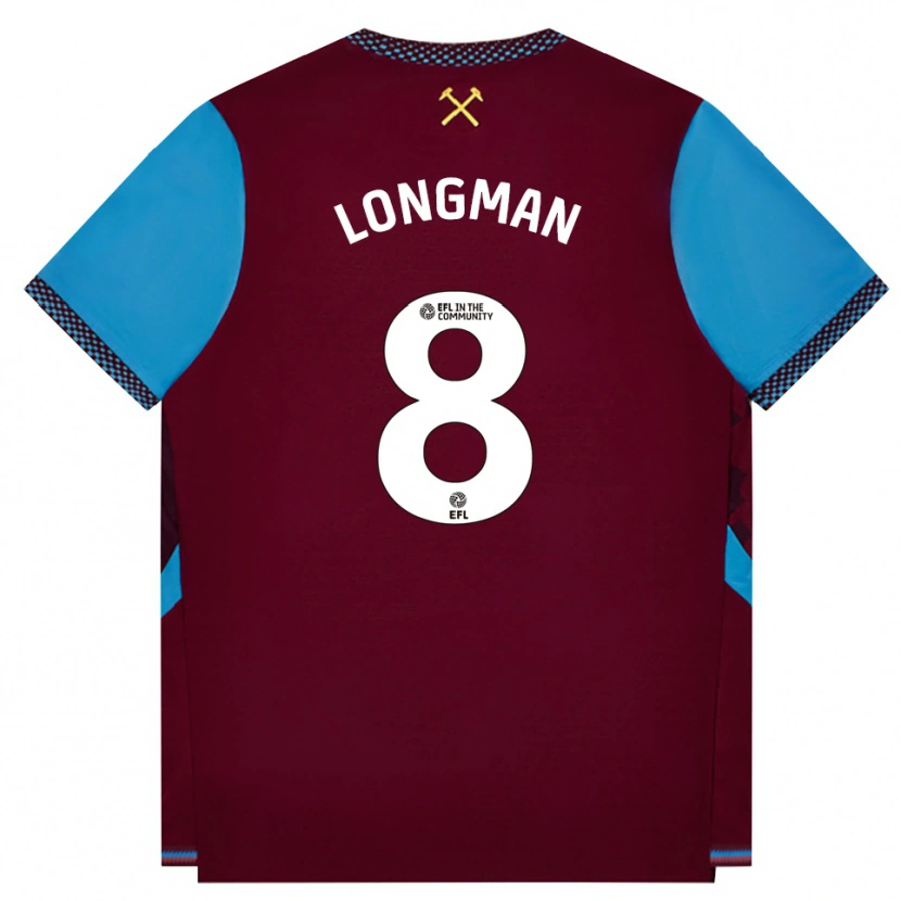 Danxen Hombre Camiseta Jude Longman #8 Borgoña Azulaciano 1ª Equipación 2026/27 La Camisa México