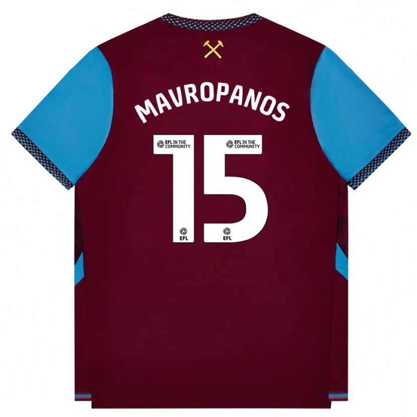 Danxen Hombre Camiseta Konstantinos Mavropanos #15 Borgoña Azulaciano 1ª Equipación 2026/27 La Camisa México