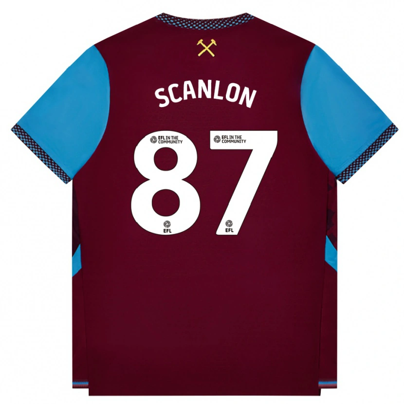 Danxen Hombre Camiseta Joe Scanlon #87 Borgoña Azulaciano 1ª Equipación 2026/27 La Camisa México
