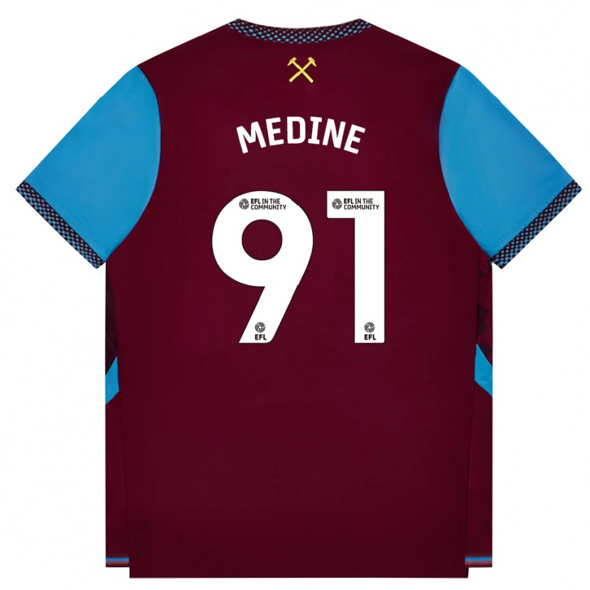 Danxen Hombre Camiseta Jephthah Medine #91 Borgoña Azulaciano 1ª Equipación 2026/27 La Camisa México