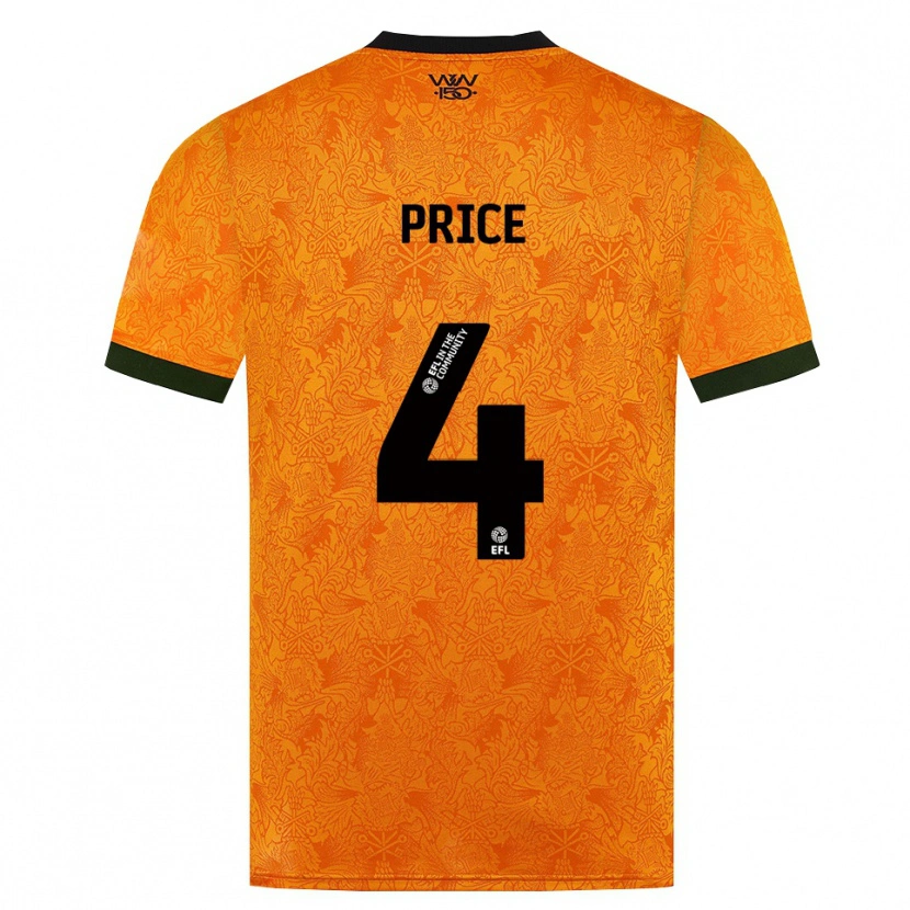 Danxen Hombre Camiseta Anna Price #4 Naranja Negro 1ª Equipación 2026/27 La Camisa México