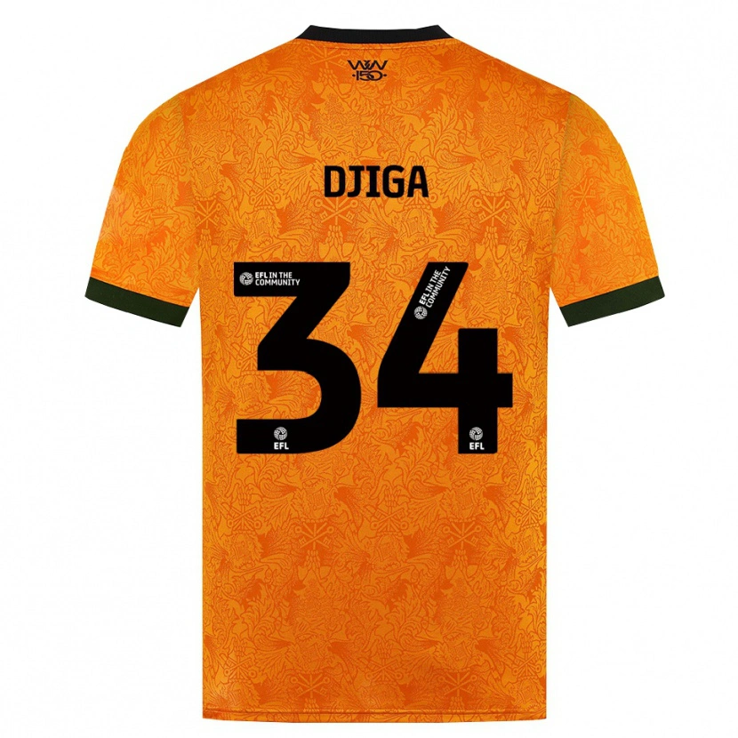 Danxen Hombre Camiseta Nasser Djiga #34 Naranja Negro 1ª Equipación 2026/27 La Camisa México