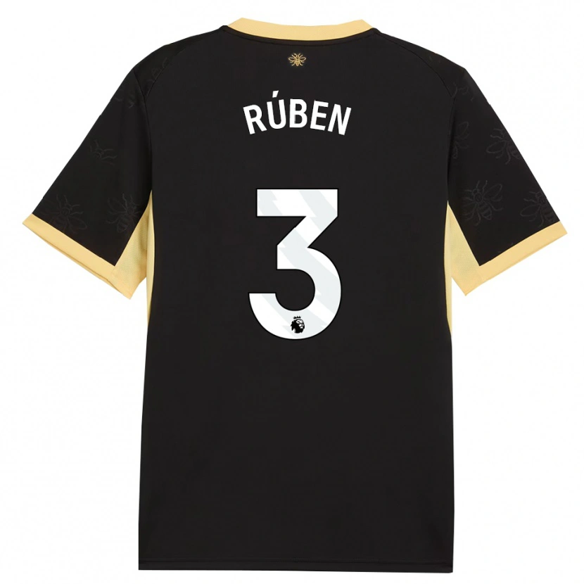 Danxen Hombre Camiseta Rúben Dias #3 Negro Amarillo 2ª Equipación 2026/27 La Camisa México