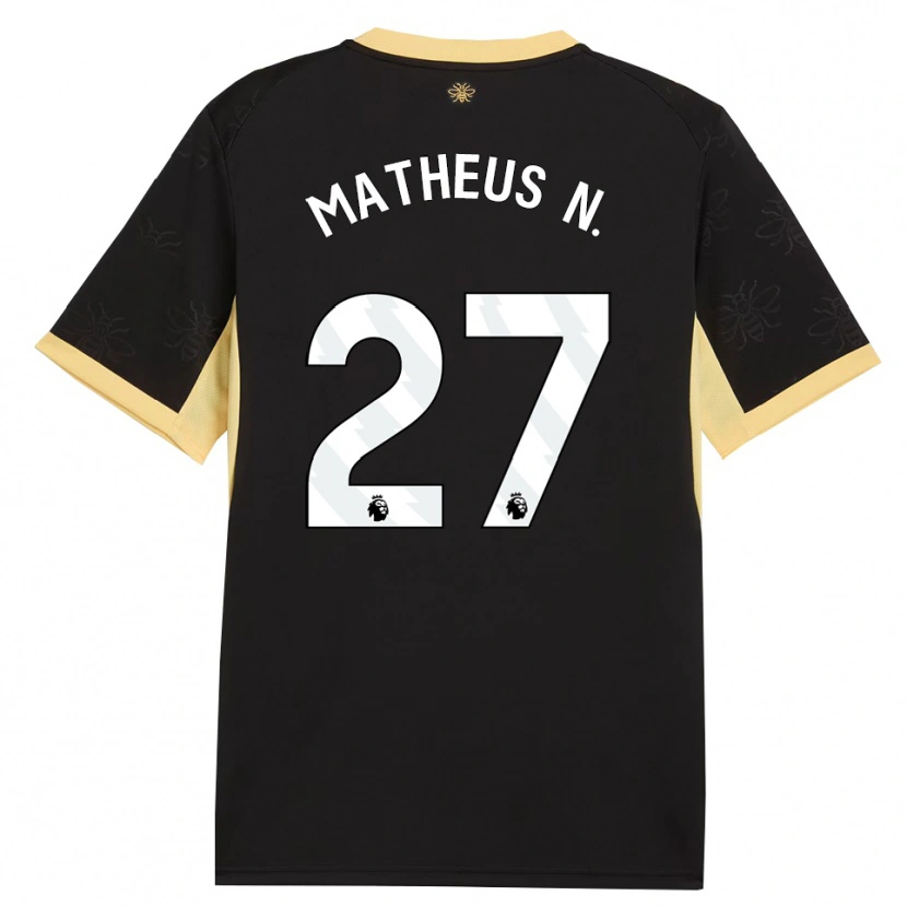 Danxen Hombre Camiseta Matheus Nunes #27 Negro Amarillo 2ª Equipación 2026/27 La Camisa México