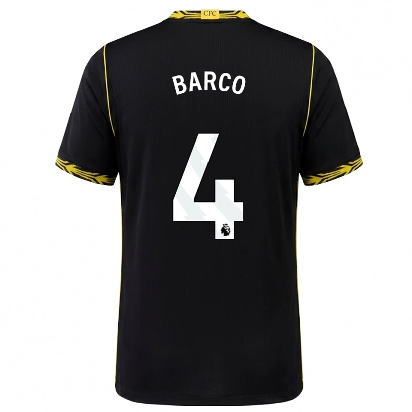 Danxen Hombre Camiseta Valentín Barco #4 Negro Amarillo 2ª Equipación 2026/27 La Camisa México