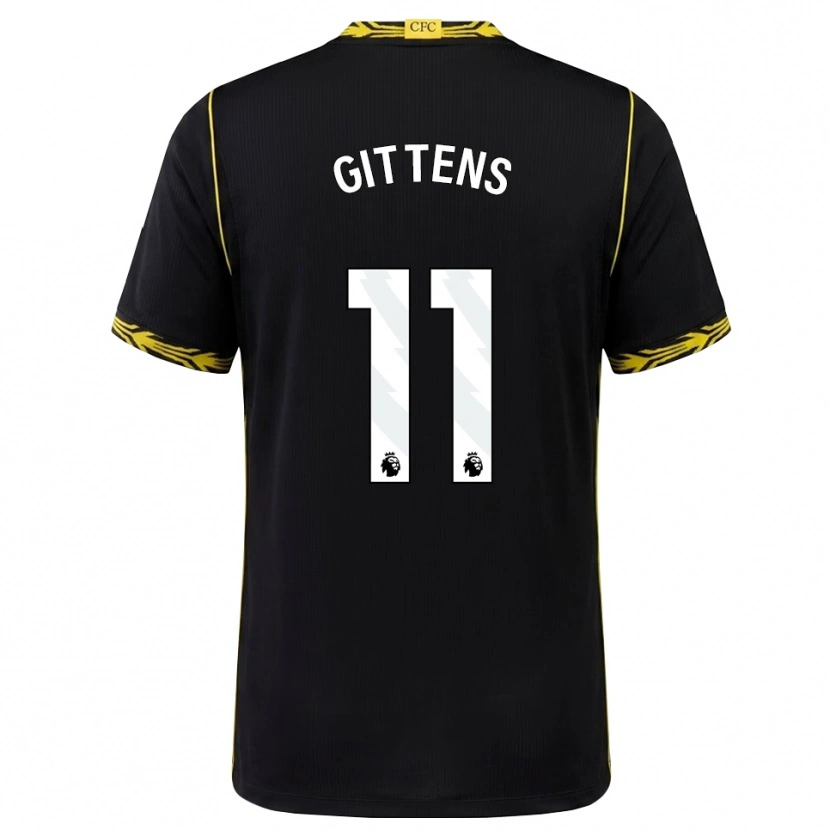 Danxen Hombre Camiseta Jamie Gittens #11 Negro Amarillo 2ª Equipación 2026/27 La Camisa México