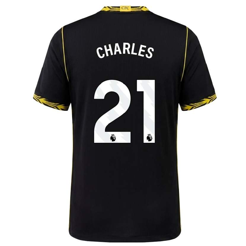 Danxen Hombre Camiseta Niamh Charles #21 Negro Amarillo 2ª Equipación 2026/27 La Camisa México