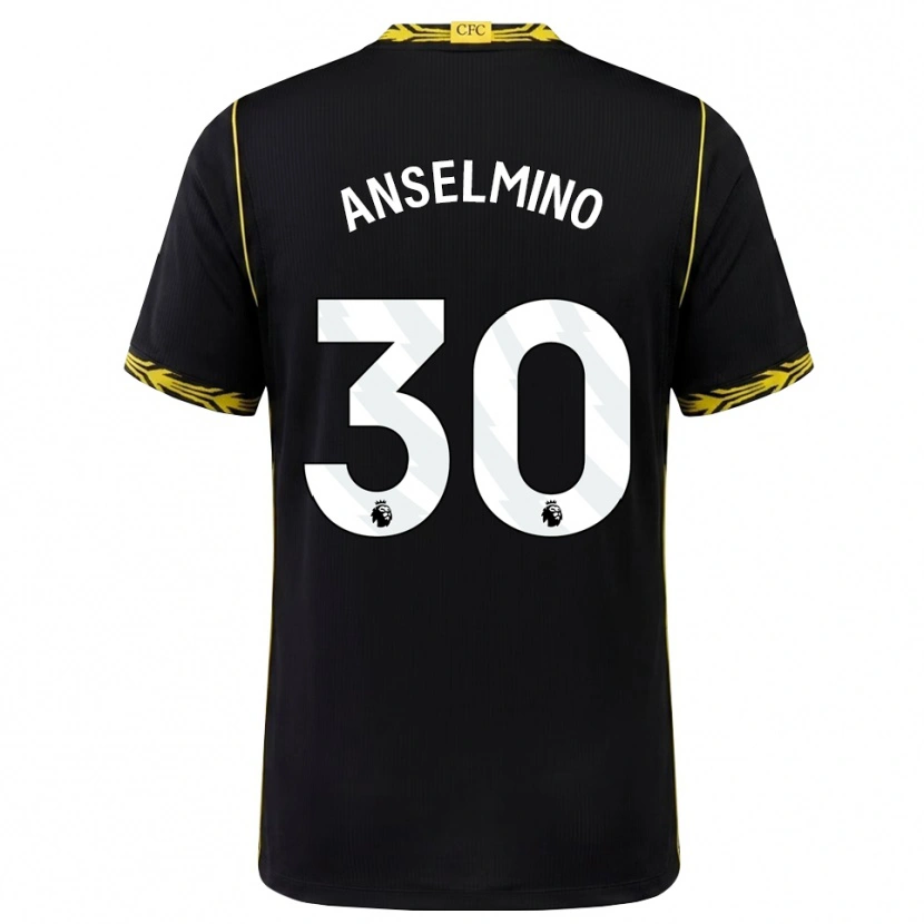 Danxen Hombre Camiseta Aarón Anselmino #30 Negro Amarillo 2ª Equipación 2026/27 La Camisa México