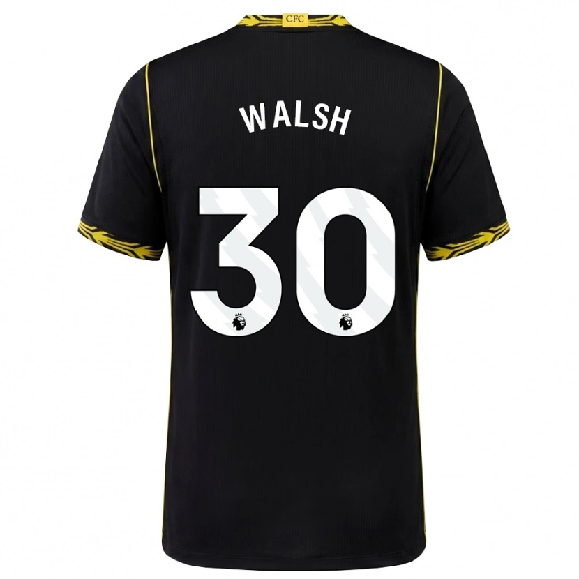 Danxen Hombre Camiseta Keira Walsh #30 Negro Amarillo 2ª Equipación 2026/27 La Camisa México