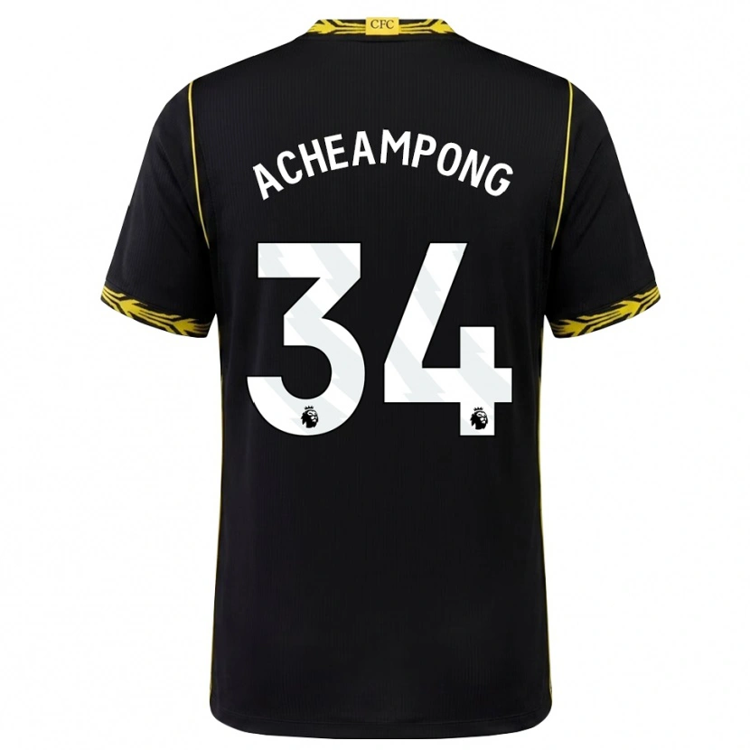Danxen Hombre Camiseta Josh Acheampong #34 Negro Amarillo 2ª Equipación 2026/27 La Camisa México
