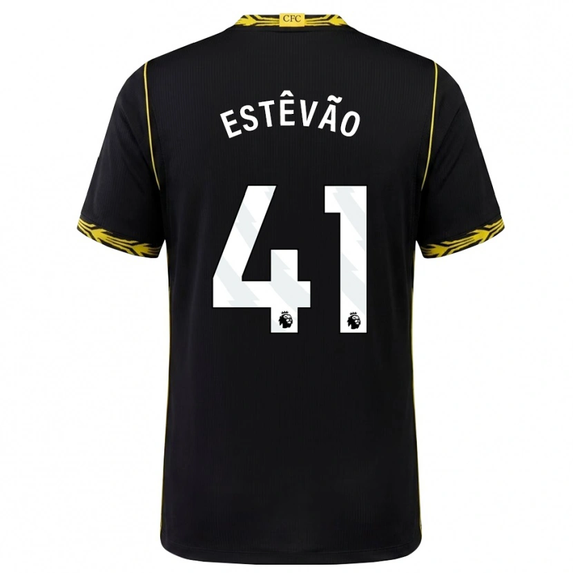 Danxen Hombre Camiseta Estêvão Willian Almeida De Oliveira Gonçalves #41 Negro Amarillo 2ª Equipación 2026/27 La Camisa México