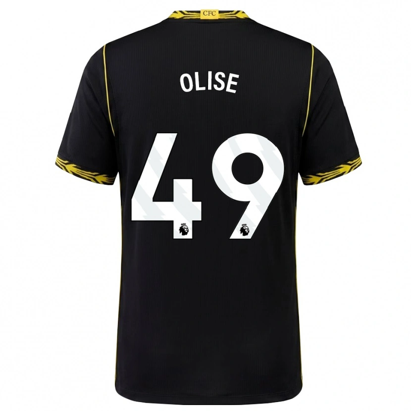 Danxen Hombre Camiseta Richard Olise #49 Negro Amarillo 2ª Equipación 2026/27 La Camisa México