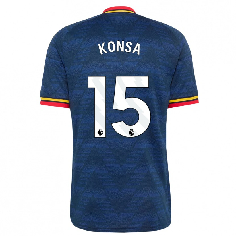 Danxen Hombre Camiseta Ezri Konsa #15 Azulmedianoche Amarillo Rojo 2ª Equipación 2026/27 La Camisa México