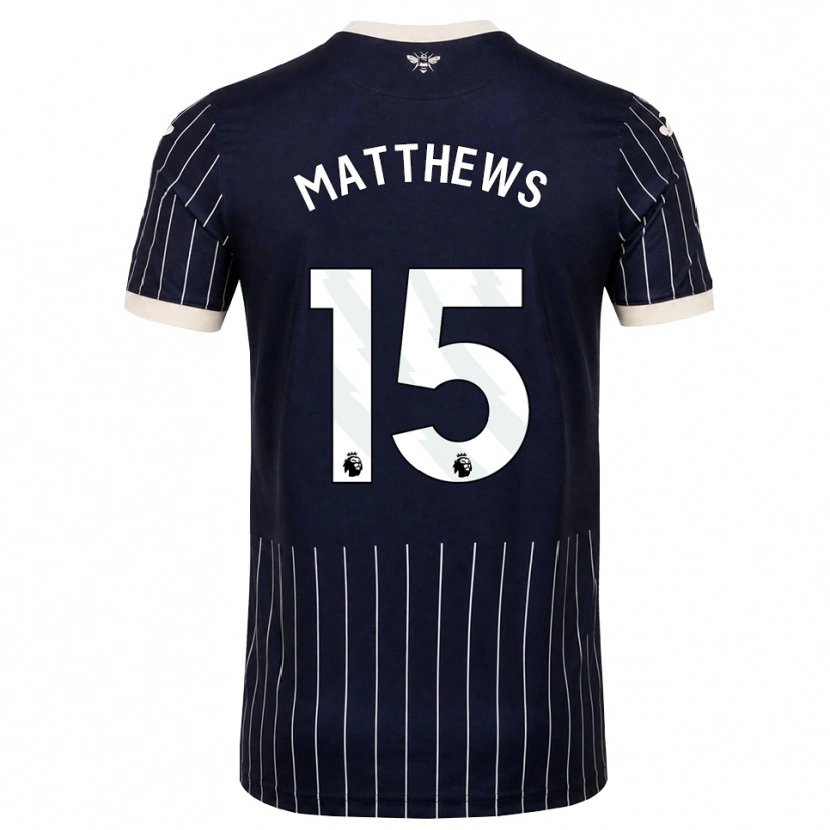 Danxen Hombre Camiseta Kirsty Matthews #15 Negro Blanco 2ª Equipación 2026/27 La Camisa México