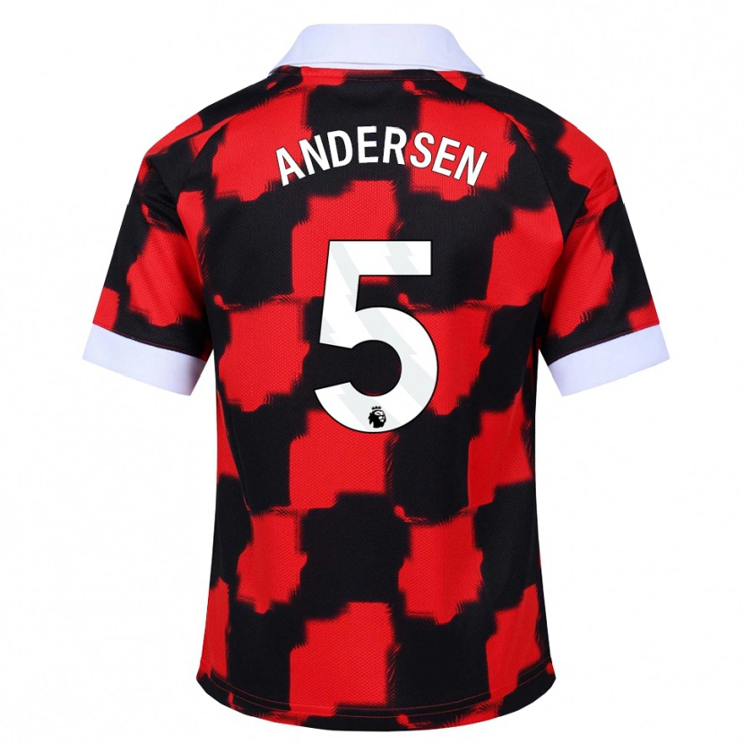 Danxen Hombre Camiseta Joachim Andersen #5 Rojo Blanco Negro 2ª Equipación 2026/27 La Camisa México