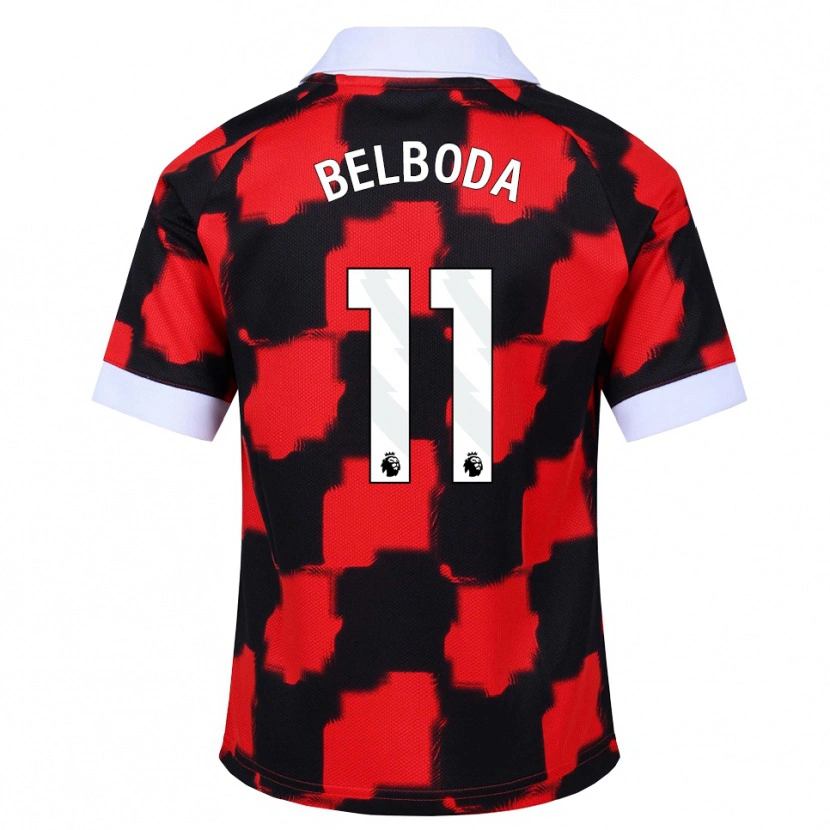 Danxen Hombre Camiseta Malachai Belboda #11 Rojo Blanco Negro 2ª Equipación 2026/27 La Camisa México