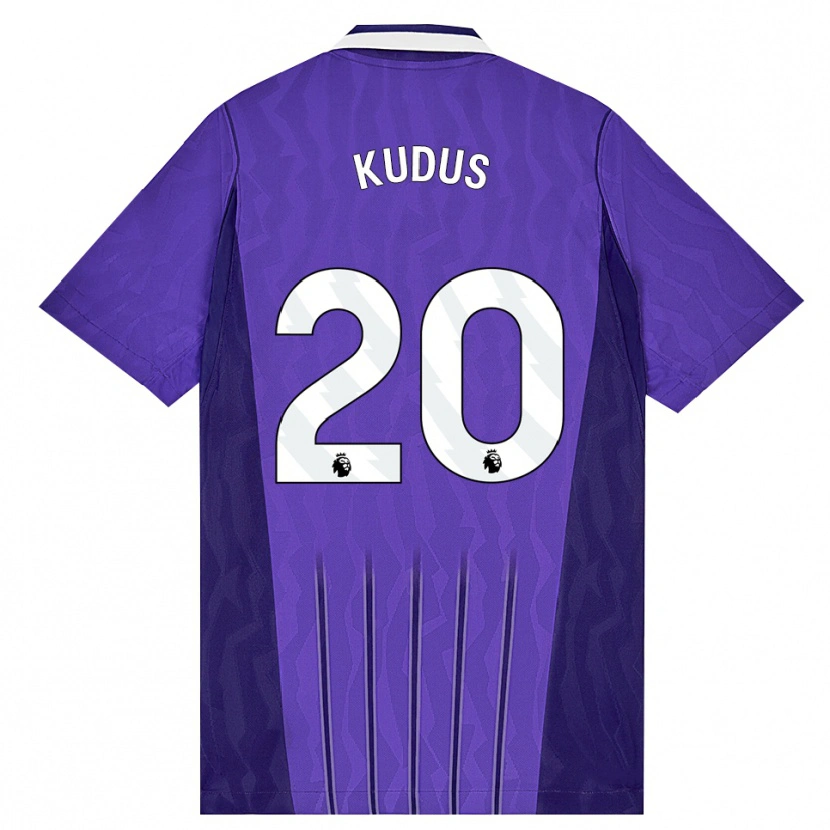 Danxen Hombre Camiseta Mohammed Kudus #20 Púrpura Blanco Equipación Tercera 2026/27 La Camisa México