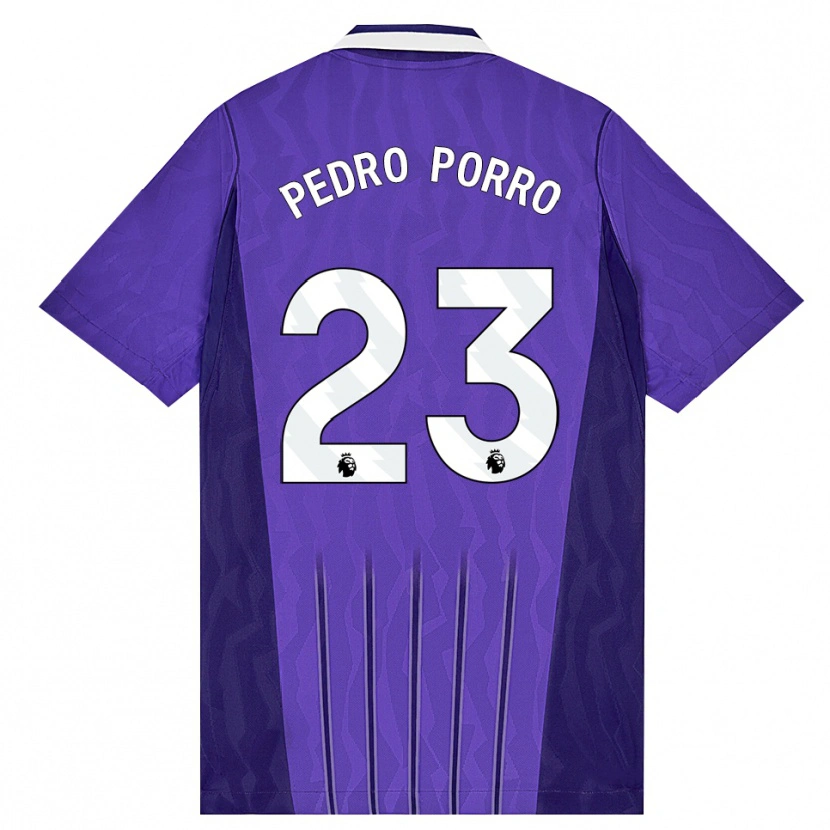 Danxen Hombre Camiseta Pedro Porro #23 Púrpura Blanco Equipación Tercera 2026/27 La Camisa México