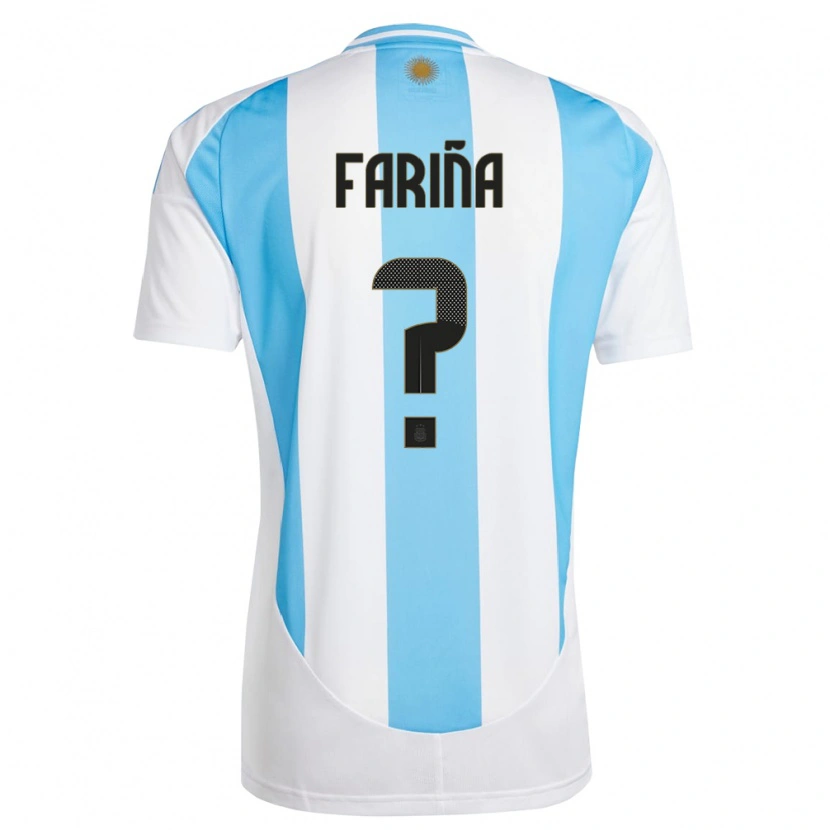 Danxen Niño Camiseta Argentina Benjamín Fariña #0 Blanco Azul 1ª Equipación 24-26 La Camisa México