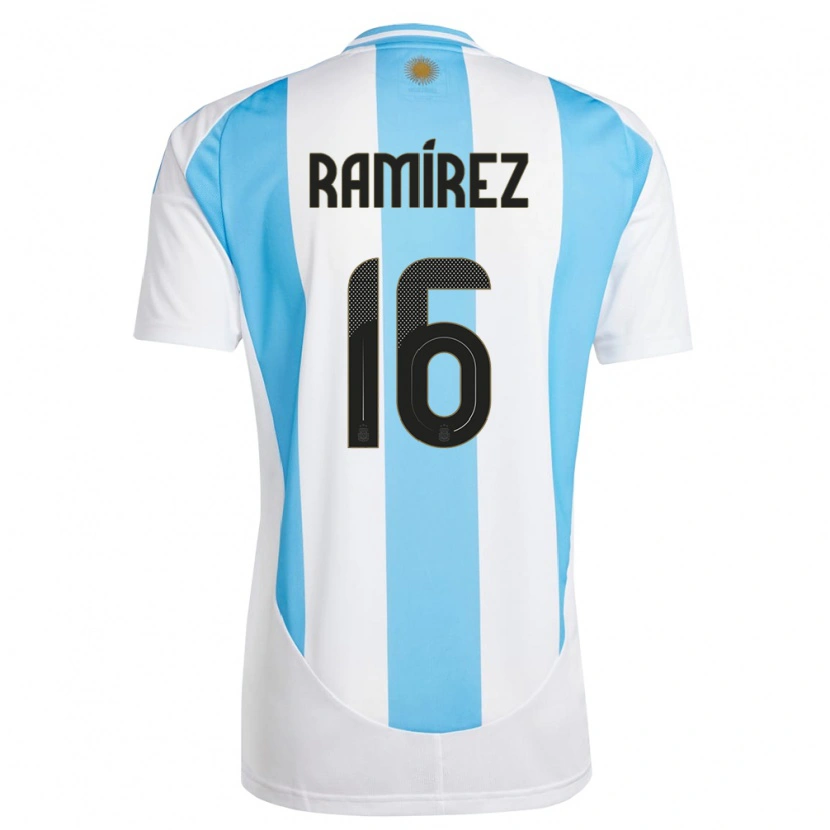Danxen Niño Camiseta Argentina Tobías Ramírez #16 Blanco Azul 1ª Equipación 24-26 La Camisa México