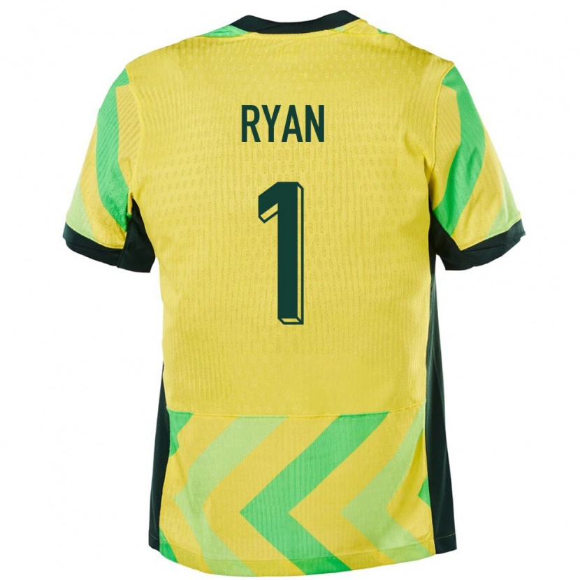 Danxen Niño Camiseta Australia Mathew Ryan #1 Dorado 1ª Equipación 24-26 La Camisa México