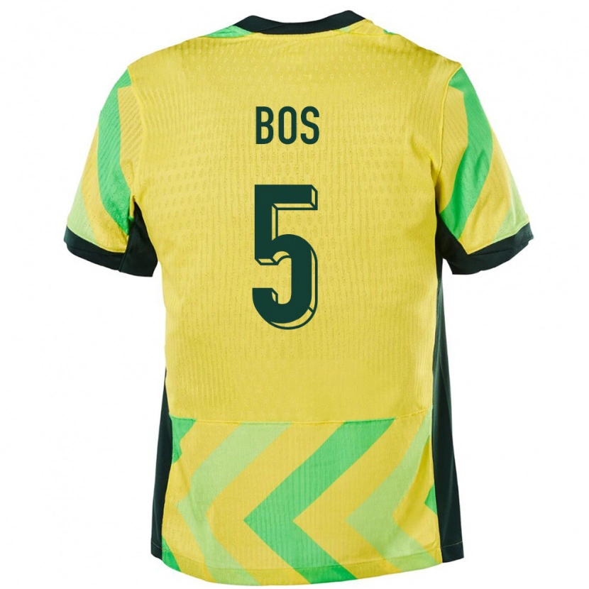 Danxen Niño Camiseta Australia Jordan Bos #5 Dorado 1ª Equipación 24-26 La Camisa México