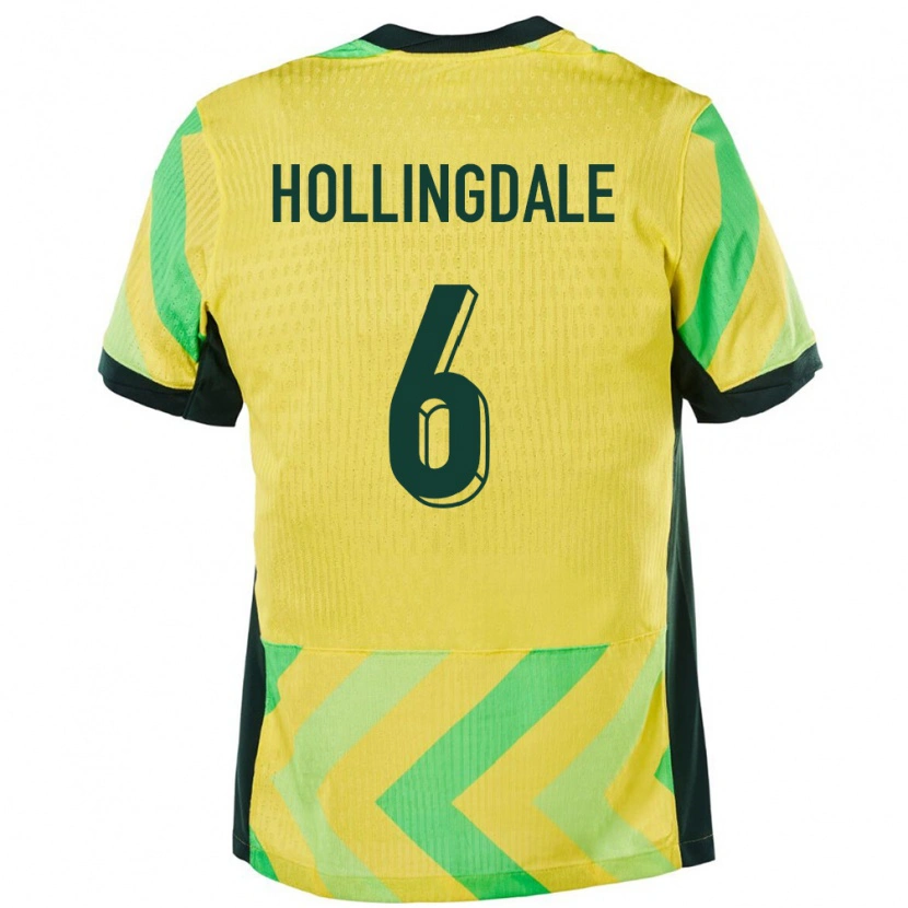 Danxen Niño Camiseta Australia Ryley Hollingdale #6 Dorado 1ª Equipación 24-26 La Camisa México