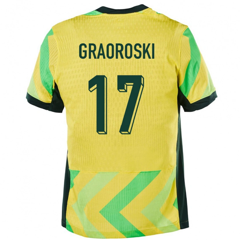 Danxen Niño Camiseta Australia Jordan Graoroski #17 Dorado 1ª Equipación 24-26 La Camisa México