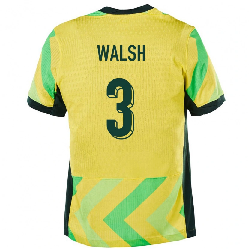 Danxen Niño Camiseta Australia Daniel Walsh #3 Dorado 1ª Equipación 24-26 La Camisa México
