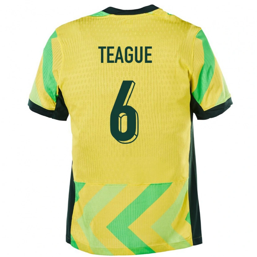 Danxen Niño Camiseta Australia Ryan Teague #6 Dorado 1ª Equipación 24-26 La Camisa México