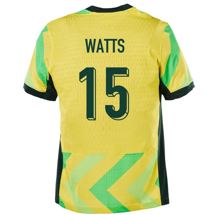 Danxen Niño Camiseta Australia Caleb Watts #15 Dorado 1ª Equipación 24-26 La Camisa México