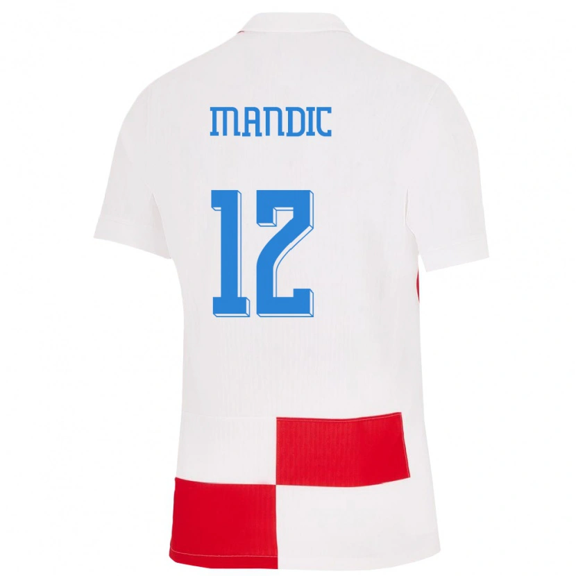 Danxen Niño Camiseta Croacia Ivan Mandic #12 Blanco Rojo 1ª Equipación 24-26 La Camisa México