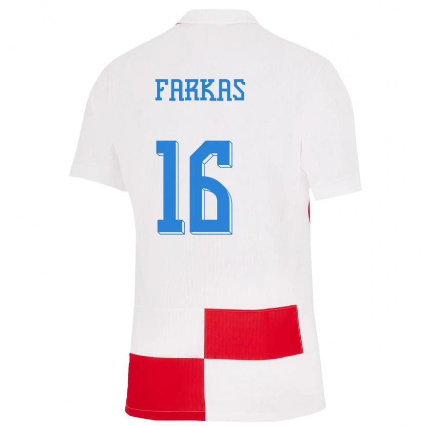 Danxen Niño Camiseta Croacia Niko Farkas #16 Blanco Rojo 1ª Equipación 24-26 La Camisa México