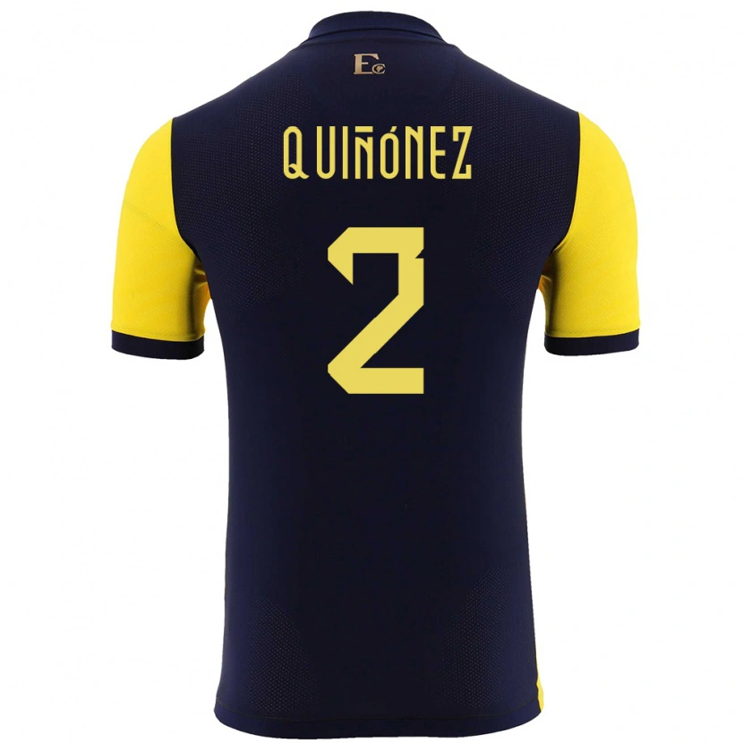 Danxen Niño Camiseta Ecuador Óscar Quiñónez #2 Amarillo 1ª Equipación 24-26 La Camisa México