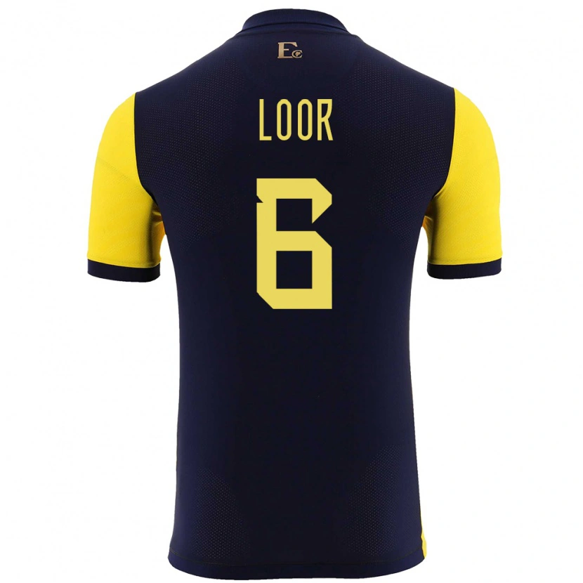Danxen Niño Camiseta Ecuador Layan Loor #6 Amarillo 1ª Equipación 24-26 La Camisa México