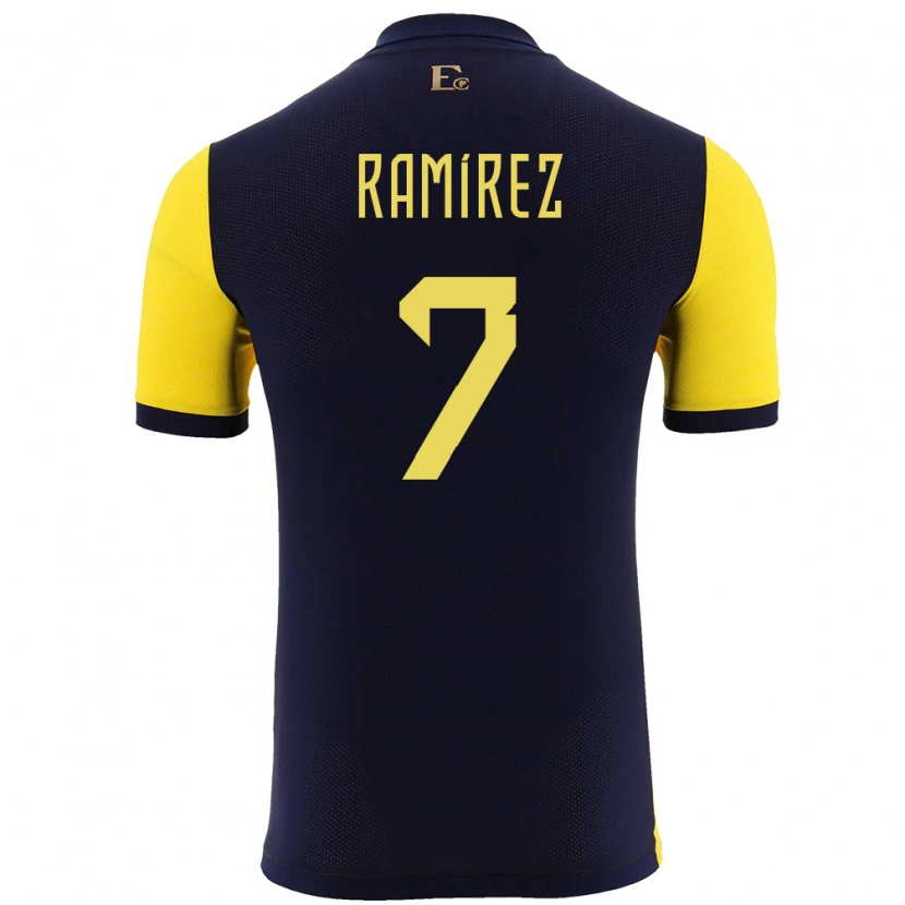 Danxen Niño Camiseta Ecuador Jalmar Ramírez #7 Amarillo 1ª Equipación 24-26 La Camisa México