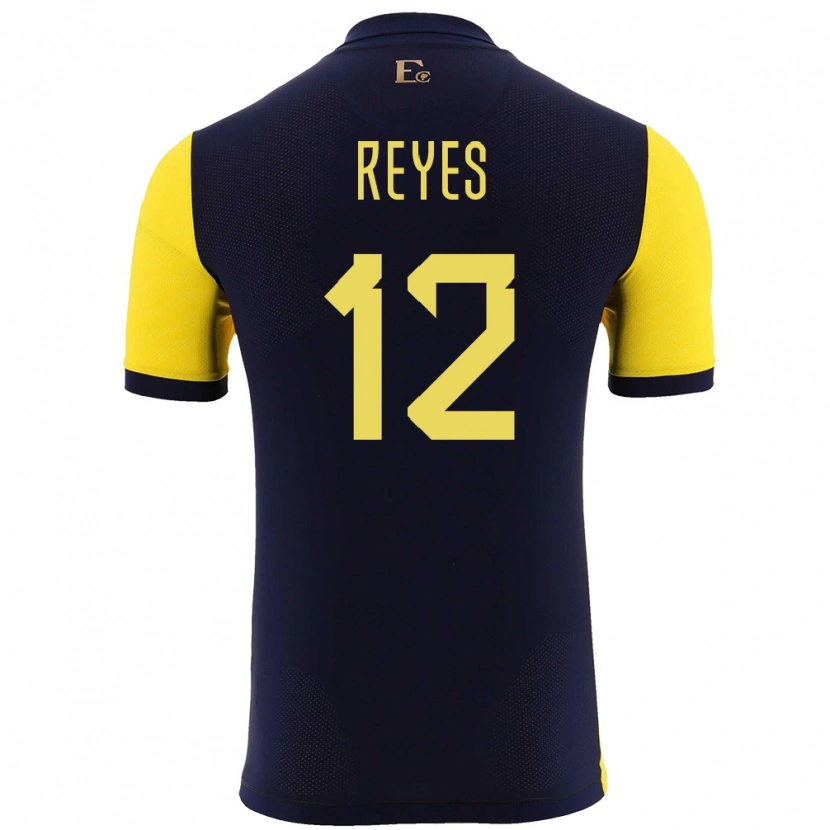 Danxen Niño Camiseta Ecuador Jhafets Reyes #12 Amarillo 1ª Equipación 24-26 La Camisa México