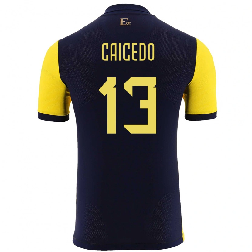 Danxen Niño Camiseta Ecuador Renato Caicedo #13 Amarillo 1ª Equipación 24-26 La Camisa México